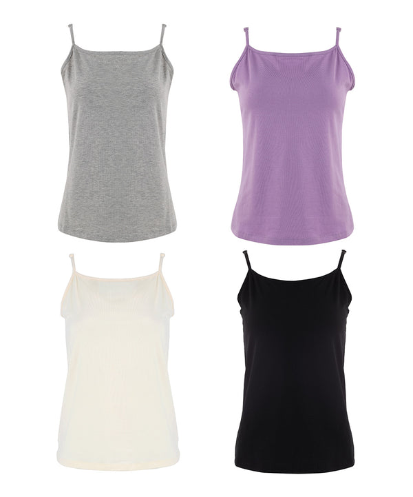 Urban Diction Black & Lavender Camisole Set Of Four