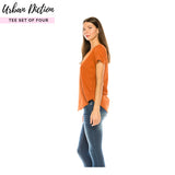 Urban Diction 4 Pack Women's Loose V-Neck, Burgundy/Rust/Taupe/Brown