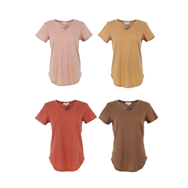 Urban Diction Ginger, Rust & Toffee V-Neck Tee Set