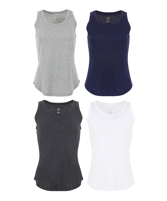 Urban Diction Navy & Charcoal Curved Hem Tank - Set of Four