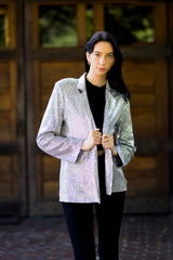WAY194159 Sequin Blazer Jacket, Solid Color -Blue/Rose Gold/Red/Taupe/Burgundy/Black/Silver - W.A.Y