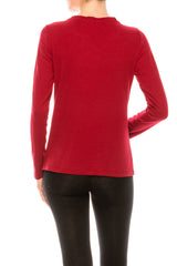 UD2078 Sequin Long Sleeve Tee, Solid Color - Taupe/Navy/Burgundy/Black/Mountain View/Royal Blue/Rose Gold - W.A.Y