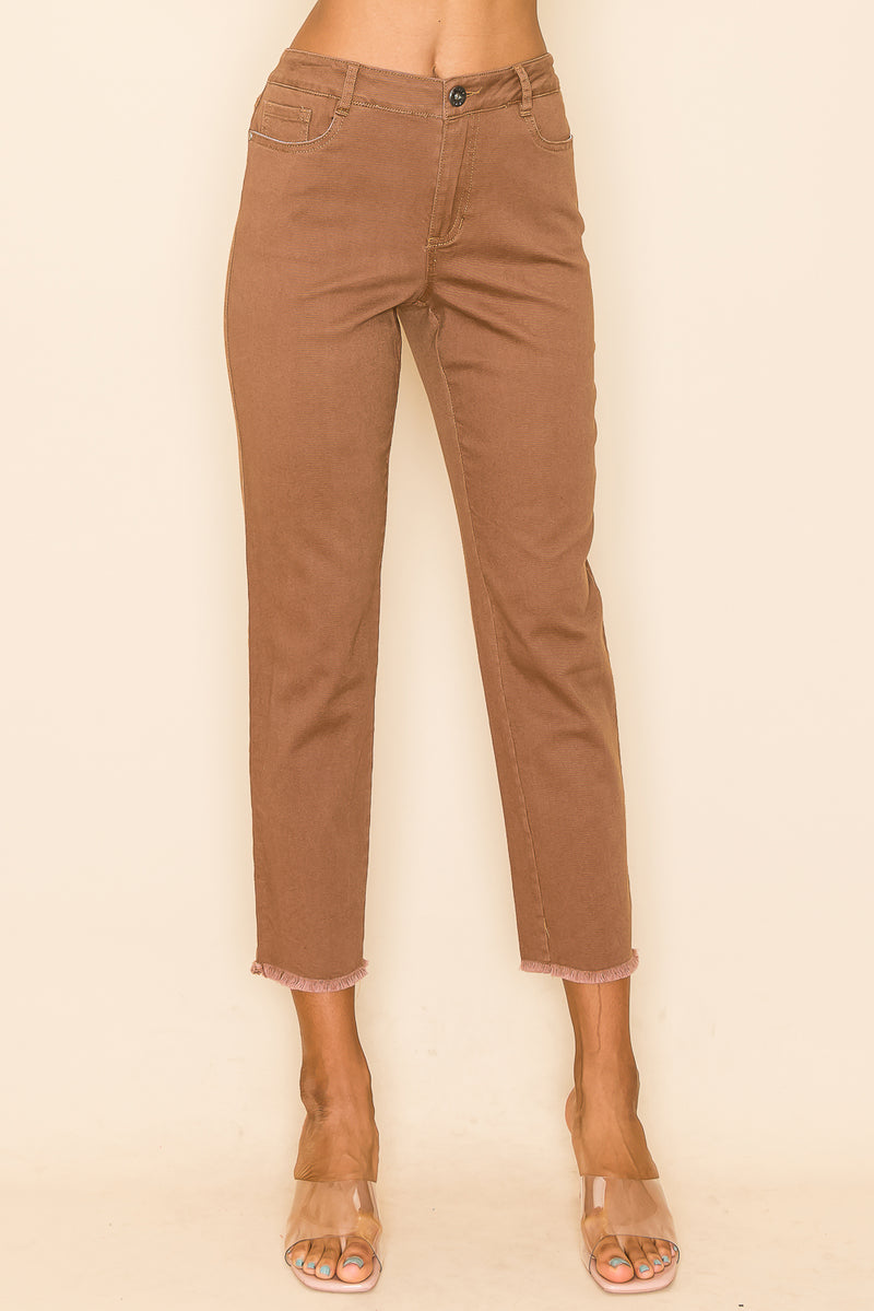 WAY194149 Cotton Twill Pants, Solid- Khaki/Olive - W.A.Y