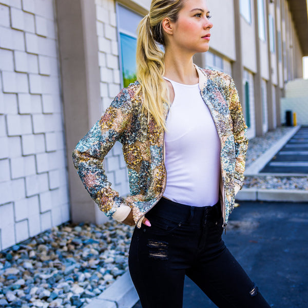 WAY194139 Sequin Bomber Jacket, Mermaid