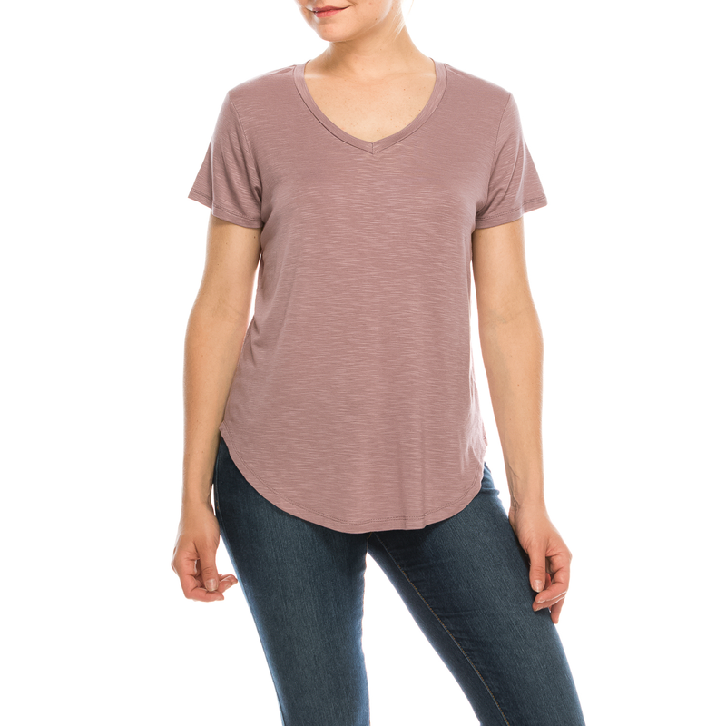 Urban Diction 4 Pack Women's Neutral Colored V-neck T-Shirts - W.A.Y
