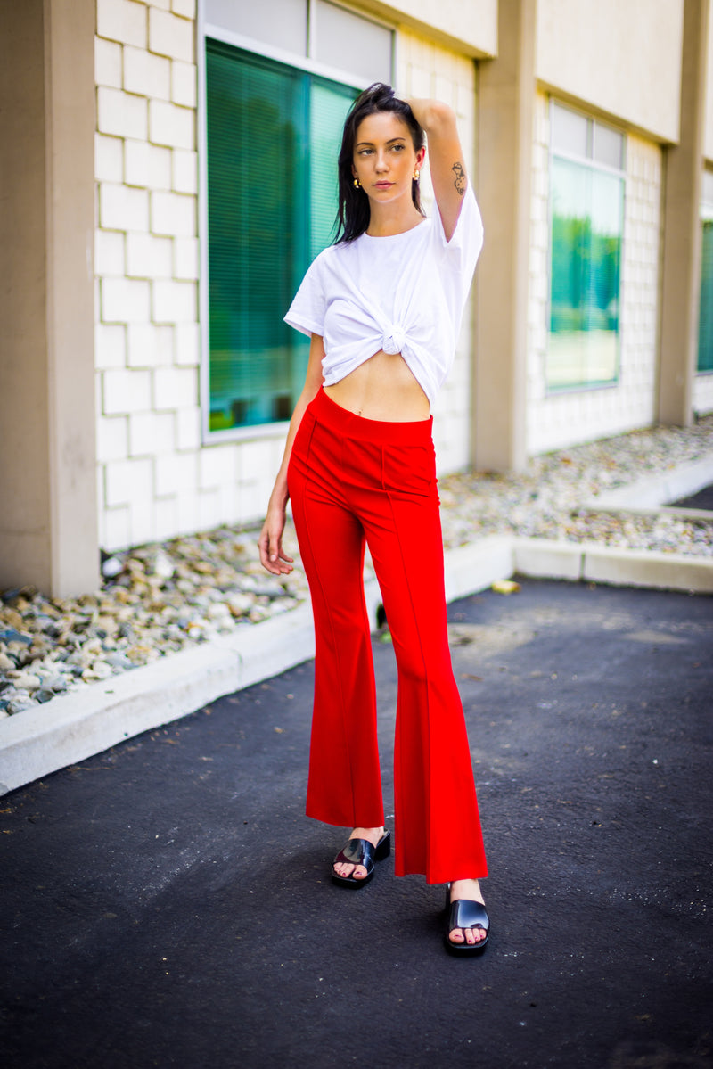 WAY194167 Bell Bottom Pants, Solid - Red/Green/White/Black - WAY