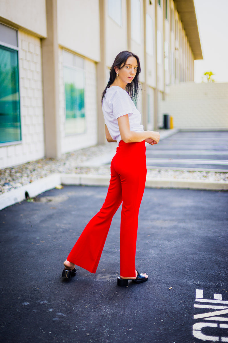 WAY194167 Bell Bottom Pants, Solid - Red/Green/White/Black - WAY