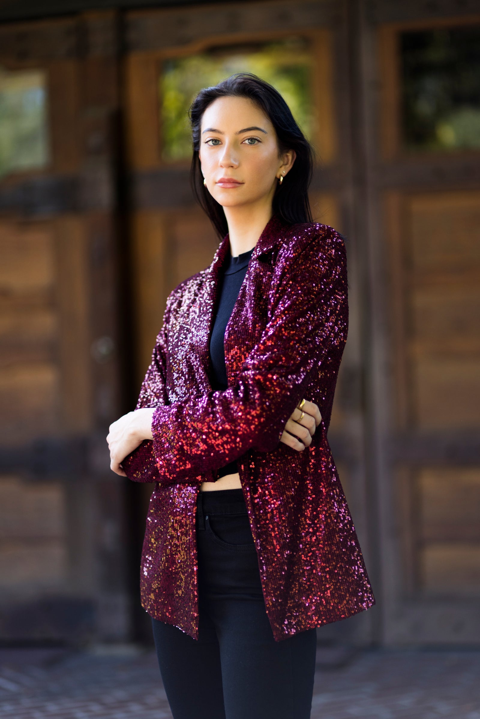 Burgundy sequin jacket hotsell