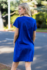 Casual Short Sleeve Suede Dress Solid Colors - W.A.Y