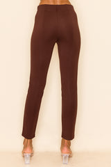 UD2234 PU Leather Bottom Pant, Solid - Brown/Wine/Black/Dr Brown/Olive - W.A.Y