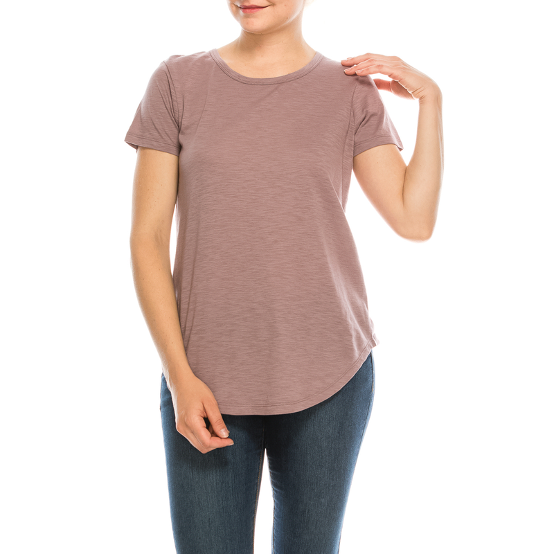 Urban Diction 4 Pack Neutral Curved-Hem Crew Neck Basic Tees - W.A.Y