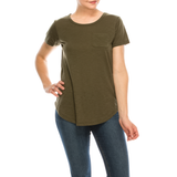 Urban Diction 4 Pack Women's Soft Stretch Scoop Neck Pocket Short Sleeve Tees - W.A.Y